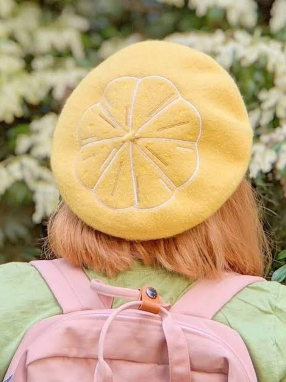 Clammy Heart Lemon Slice Embroidered Beret